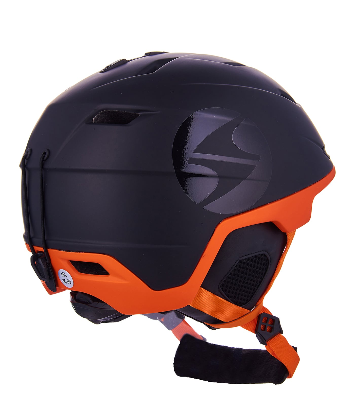 Double ski helmet, black matt/neon orange, big logo