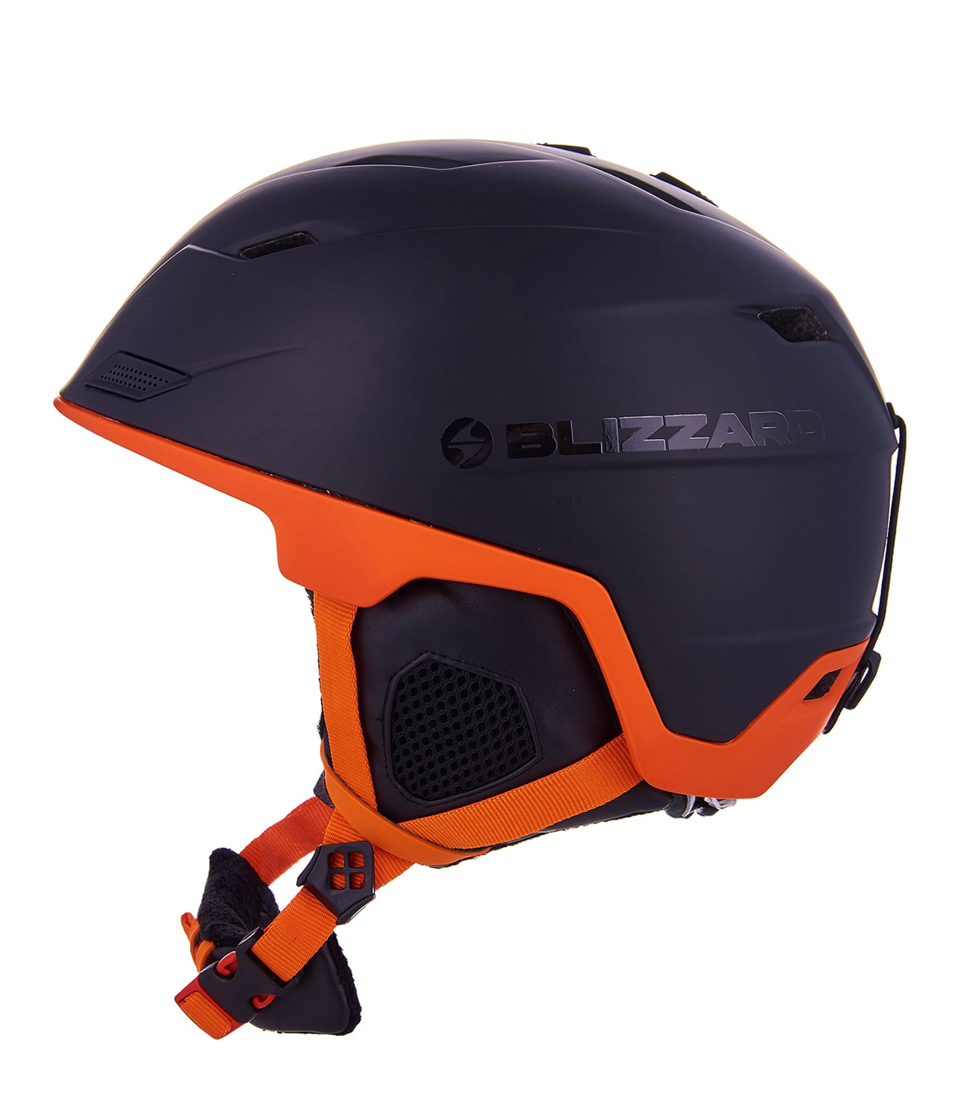 Double ski helmet, black matt/neon orange, big logo