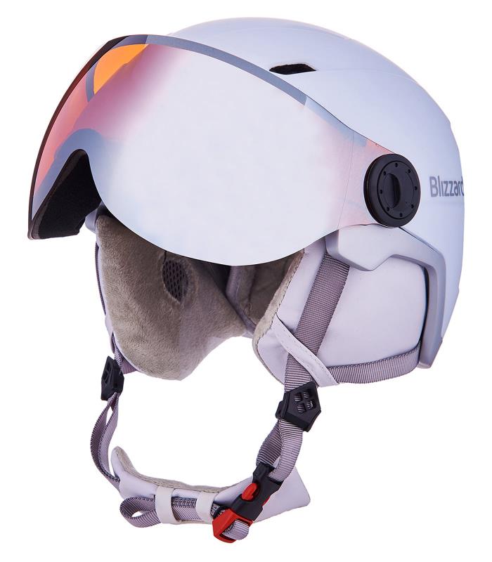 W2W Double Visor ski helmet, white matt, orange lens, mirror