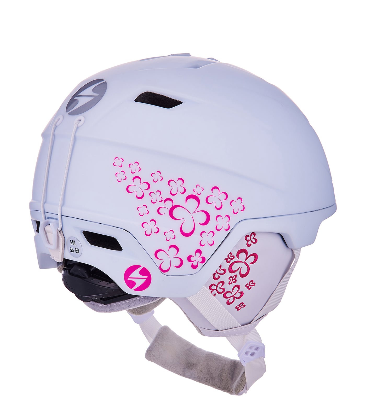 Viva Double ski helmet, white matt/magenta flowers
