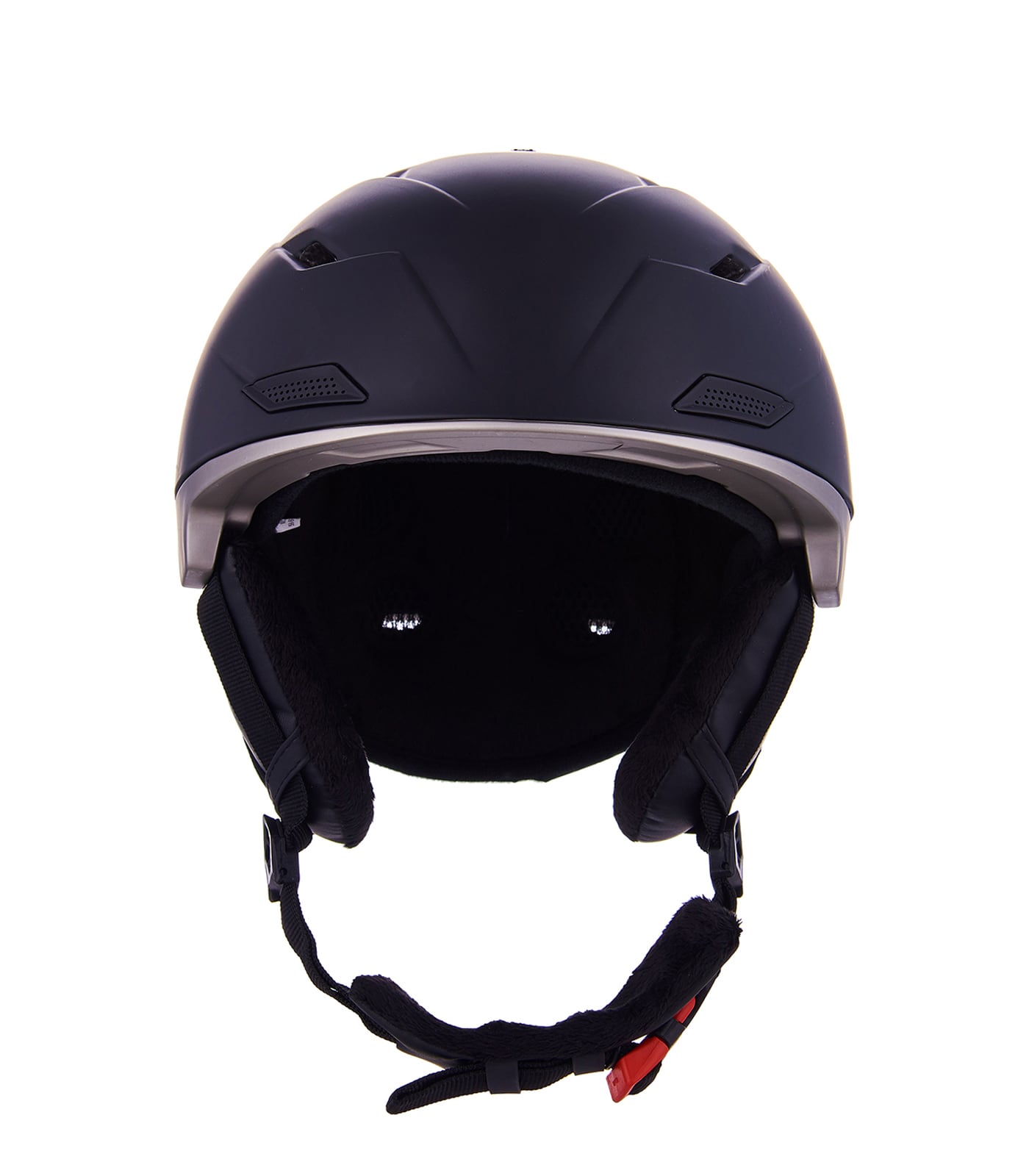 Double ski helmet, black matt/gun metal/silver squares