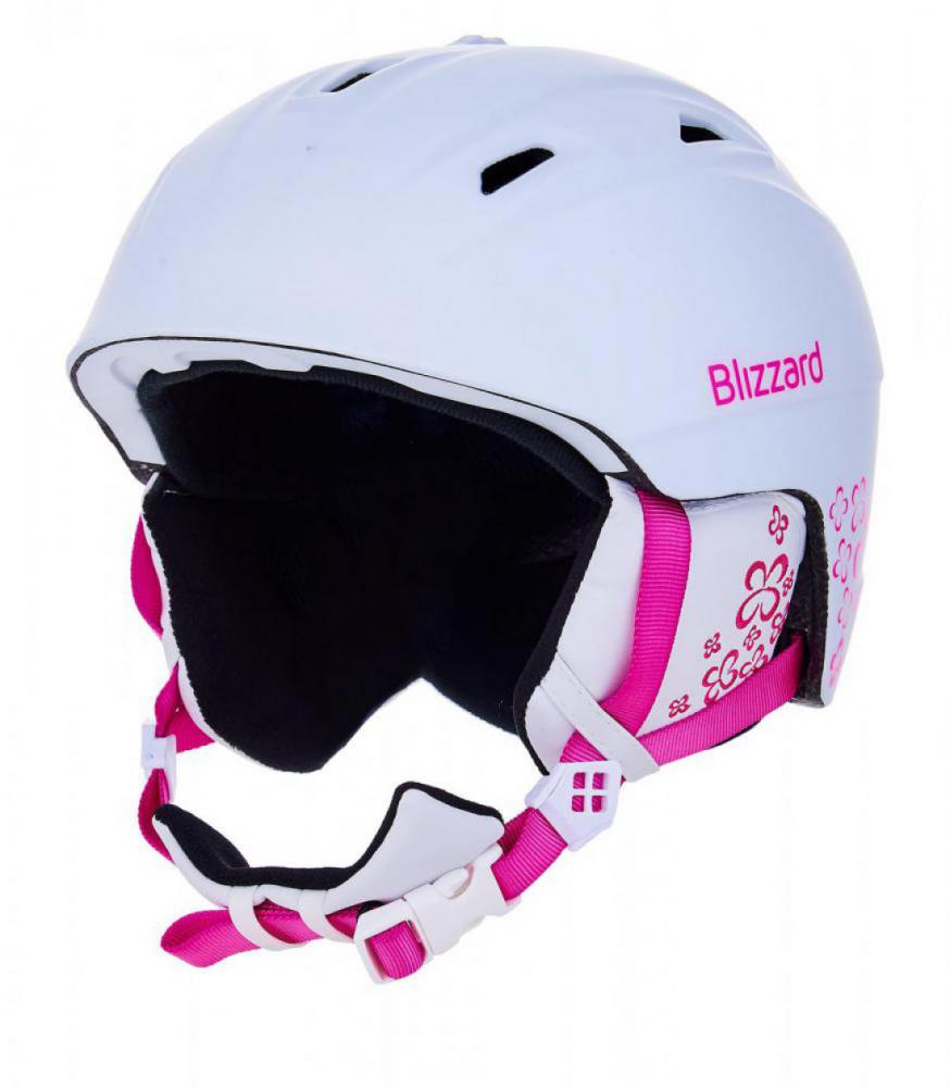 Demon ski helmet junior, white matt/magenta flowers