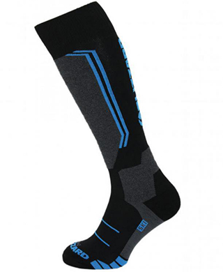 Allround wool ski socks junior, black/anthracite/blue